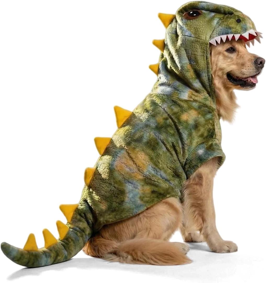Halloween Large Dog Dinosaur Costume T-Rex Dino Outfit,5XL