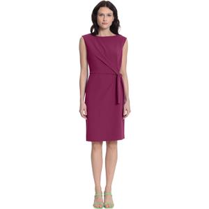 Donna Morgan Women's Women's Dresses Sleeveless Boatneck Side Gathering and Tie Dress (Purple)