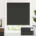 LazBlinds Cordless Cellular Shades, No Tools No Drill Blackout Honeycomb Shades Pleated Blinds for Windows, 28" W x 64" H, Midnight Black