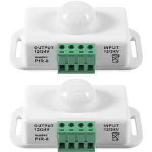 2 Pack DC 12V 24V PIR Sensor LED Motion Sensor Switch, MELIFE Infrared Sensor Controller for Timer Function Automatic Sign Control PIR Controller LED Light Strips - White