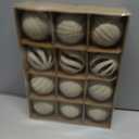 3.15INCH Beige Velvet Ornaments for Christmas Tree, 12PCS Glitter Flocked Christmas Ornaments Decorations Balls Set Decor