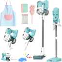 SMILESSKIDDO Kids Vacuum That Really Works - 3-in-1 Toy Vacuum with Real Suction, Apron, Cleaning Cloth, Duster & Colorful Beads, Toddler Cleaning Toy Set, Housekeeping Toy Gifts for Girls & Boys (Blue)