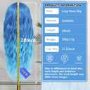 Cosplay Long Blue Wig 28 Inch Middle Part Synthetic Wig Realistic Gifts Party Wigs for Women Daily Use Colorful Wigs (Blue)