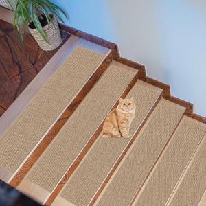 Stair Treads for Wooden Steps Indoor, Peel and Stick Stair Tread,Stair Runners, Non-Slip Carpet Stair-Treads for Kids, Elders & Pets, Machine Washable, Reusable(15PCS,30"x8",Beige)
