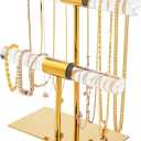 Display Stand Acrylic Jewelry Towers - Stainless Steel Long Necklaces Stand 2-Tier Crystal Tabletop Jewelry Organizer Home Decor for Store Boutique Vendors
