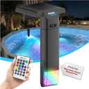 Solar Pool Lights Only for Steel Wall Above Ground Pools, 5.210 in Top Rail Remote Control, Brighter 3-Sided 180 Underwater Glow, 10 Colors 4 Modes, IP68 Waterproof1 Pack