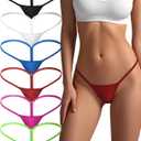 Cotton Underwear G-string Thong for Women Micro Sexy Ladies Panties Comfortable Stretch Low Rise 6 Pack (L)