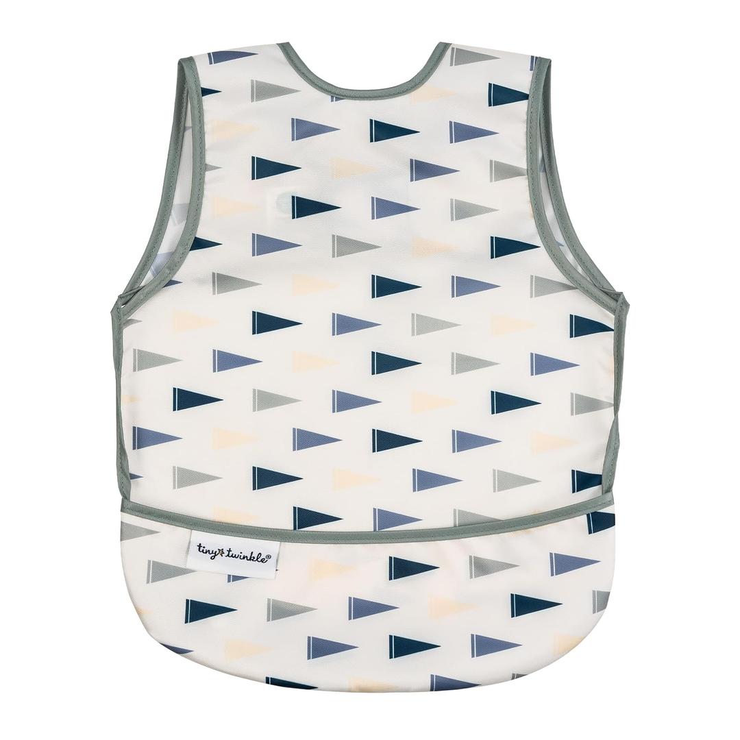 Tiny Twinkle Mess Proof Baby Bib for Girls | Waterproof Toddler Bib for Eating | Baby Apron for Feeding | Machine Washable | Perfect Shower Gift (Varsity Flags, 624M)