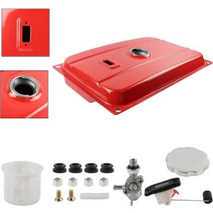 FLYPIG 2-3KW Red Universal 5 GallonUS Generator Fuel Tank 18.9 L Secondary Gas Tank Generator Petcock Filter Gauge Cap assembly Fit for EC2500 EC2500 S Replaces H009-A001-5G