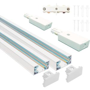 H Track 120V 3 Feet H 3-Wire Track, with mounting Accessories, Single Circuit,White
