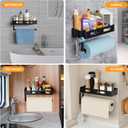 Paper Towel Holder Wall Mount for Kitchen, Paper Towel Holder with Shelf for Bathroom, RV Paper Towel Rack, Spice Rack with 2 Hooks,Matte Black