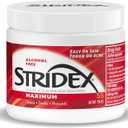 Stridex Medicated Acne Pads, Maximum, 55 Count  Facial Cleansing Wipes, Alcohol Free, Acne Treatment for Face, For Moderate Acne, Smooth Application (RED)