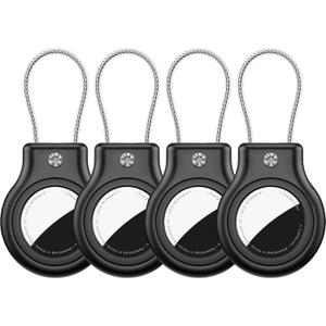 4 Pack Waterproof AirTag Holder for AirTag 1st & 2nd Generation,AirTag Keychain with Secure Lock,AirTags Case Cover for Apple AirTag Accessories for GPS Item Finder Tracker Luggage, Bag,Key,Pet,Black, Small