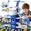 Airplane Toys for Toddlers 2-4 - Boy Toy Car Race Tracks for Kids Ages 3-5 with 8 Small Car Toys, Toddlers Educational Toy, Birthday Gifts for Boys 3-5