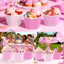 Greencian 120Pcs Pink Paper Ice Cream Cups 12 oz Disposable Gradient Pink Paper Dessert Snack Bowls Spring Summer Food Yogurt Cup Containers for Food Soup Candies Bride Shower Easter Party Supplies