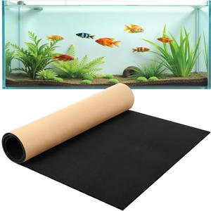 48 x 24 Inch Aquarium Fish Self Leveling Mat 5mm Neoprene Non-Slip Shockproof Fish Tank Pad for Under Tank with Adhesive Shockproof Waterproof with Easy to Cut Edges