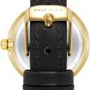 Anne Klein Women's Leather Strap Watch (Black/Gold-Tone)
