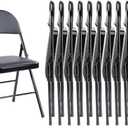 Sweetcrispy Folding Chair 12 Pack, Leather Padded Folding Chairs, Sturdy Metal Foldable Chairs, Easy to Use and Store, Outdoor and Indoor, for Home, Office, Party, Comfy (Black)