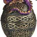 ICE Armor 6.5" H Purple Dragon Ornate Egg Trinket Box Statue Sculpture Ornament Decoration Home/Room Decor Ideas for Housewarming, Holidays and Birthdays Great Collectible Addition