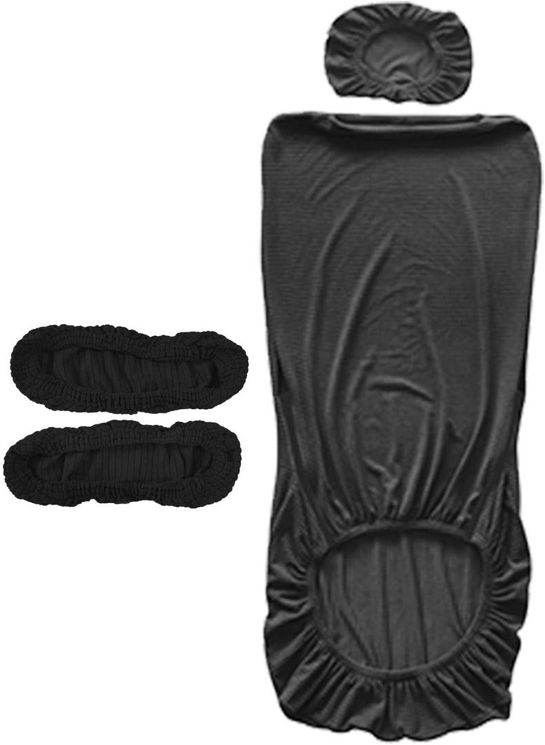 Fenteer Office Chair Cover Seat Protector Armrest Cover Water Resistant Washable Soft Comfortable Rotating Armchair Slipcover for Office Dining Room, Black, L