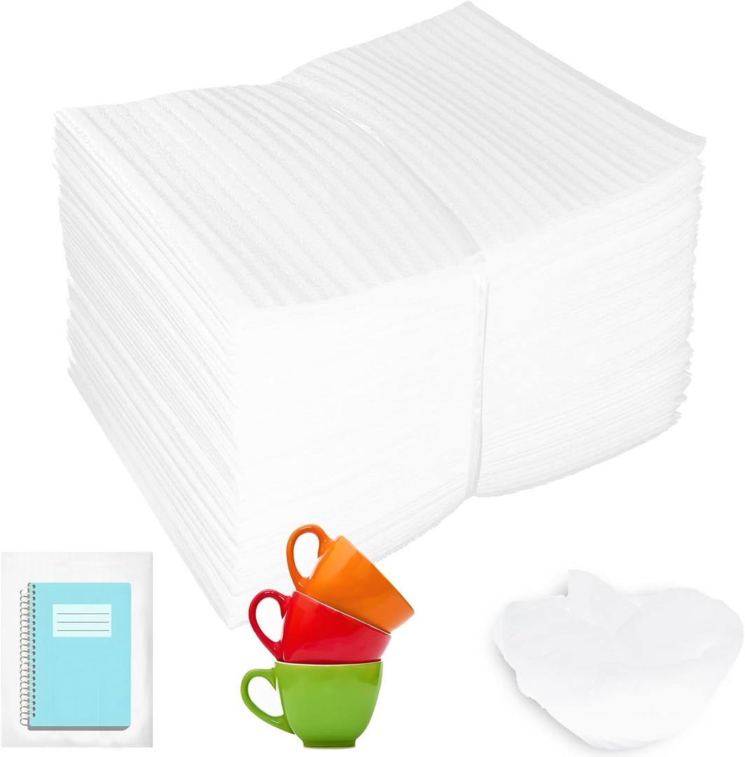 50 Pack 6''x8'' Cushion Foam Pouches, Moving Supplies for Dishes, Packing Foam for Dishes & Cups, Glass Packing Paper and Plate Protectors for Moving Fragile Items (150x200x1MM)