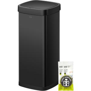EKO EcoSmart 80L / 21.1 Gallon Motion Sensor Trash Can  Tall, Large Touchless Automatic Kitchen Garbage Bin with Soft-Close Lid for Home or Office, Brushed Stainless Steel, Matte Black