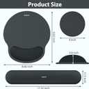 Mouse Pad and Keyboard Wrist Rest, 3-in-1 Gel Memory Foam Ergonomic Mouse Pad with Wrist Rest Set, Gaming Mousepad Arm Cushion Support for Computer Office Desk Accessories Cute Setup, Charcoal
