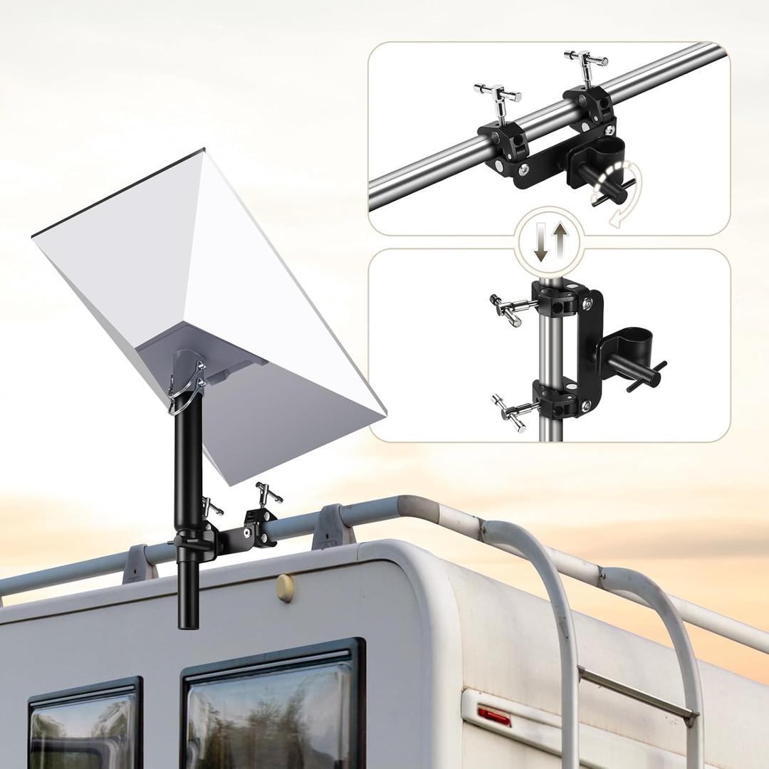 Gen 3 Starlink Mount for RV Ladder & Roof Rack, Adjustable with Pipe Adapter for Pole/Roof/Camper/Railing Use, Compatible with Starlink Standard 4/4X/Gen 3
