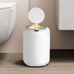 URALFA Motion Sensor Trash Can with Lid, 3 Gallon / 11 L Automatic Bathroom Trash Can, Touchless Trash Bin, Smart Plastic Garbage Can for Bedroom, Kitchen, Living Room, Office, White