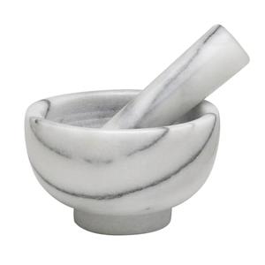 HIC Kitchen Mortar and Pestle Set, Solid Carrara Marble, 3.8-Inch, Spice Herb Grinder, Pill Crusher, Nut Butter Maker, Was used