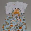 Kupretty Baby Boy Clothes Toddler Summer Outfit Short Sleeve T-Shirt Tee Tops Joggers Casual Shorts 2Pcs Set Western, A White Blue, 0-6M