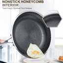 MICHELANGELO 12 Inch Stainless Steel Frying Pan with Lid, Nonstick with Honeycomb Coating, Triply Skillet - Induction Compatible