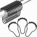 Black Shower Curtain Hooks, Amazer Shower Curtain Hooks, Shower Hooks for Shower Curtain, Decorative Shower Curtain Hooks Rust Proof Stainless Steel Shower Curtain Hooks Set of 12