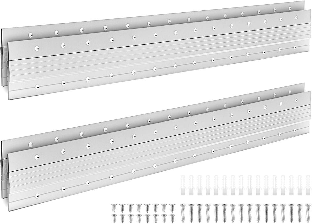 QWORK French Cleat Picture Hanger, 2 Pairs 30 Inch Heavy Duty Aluminum Z Clips Interlocking Wall Mounting Bracket for Hanging Mirrors, Picture