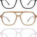 AMOMOMA Trendy Retro Aviator Reading Glasses for Women Men,Classic Large Oversized Reader Blue Light Computer Frame AM6145 (P2 Black+brown+light Purple)