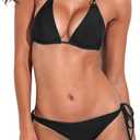 RELLECIGA Women's Triangle Bikini Set (Medium, Black, Ring Style)