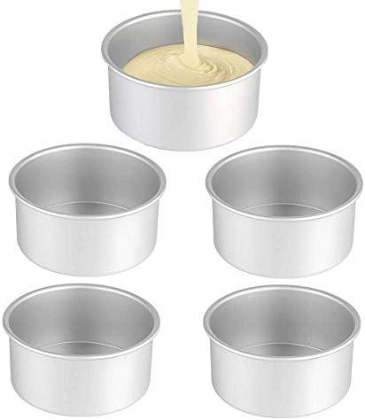 5Pack 5 Inch X 2 Inch Cake Pan, mini cake pan, round aluminum cake pan, used for family gatherings to bake mini cake pizza, quiche