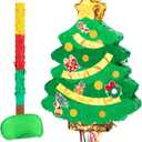 WERNNSAI Christmas Tree Piata - Christmas Decorations XmasTree Party Game for Kids Festival Party Decor Supply Green Tree Design Merry Xmas Favor Pull String with Blindfold Bat 16.5 x 12.4