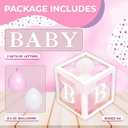 44-Piece Baby Shower Decorations for Boy or Girl - 4 Boxes with Letters and 32 Balloons - Classic White and Pink - Gender Reveal Party Supplies - Photo Shoot Backdrop Prop