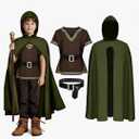 G.C Kids Renaissance Shirt Cloak Costume Belt Boys Medieval Costume Accessories Outfit Knight Hooded Cape Halloween Cosplay, 120