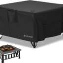Velway Square Gas Fire Pit Cover - Outdoor Heavy Duty Patio Fire Pit Cover Fits for 32-38 Inch Waterproof Windproof Full Coverage Dustproof Anti UV&Tear Resistant, 38"x38"x20", Black