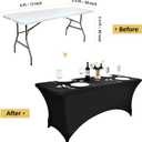 2-Pack 6ft Black Spandex Table Covers for Rectangle Standard Folding Tables - Wrinkle Resistant Stretch Tablecloths - Ultimate Fitted Table Protector for Parties, Trade Shows, Banquet
