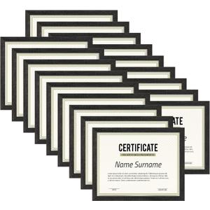 PHAREGE 8.5 by 11 Picture Frame Bulk Distressed Black 18 Pack, MDF Wood Grain Document Frame 8.5 x 11 for Graduation Award Certificate or Degree Diploma, Wall Mount or Tabletop