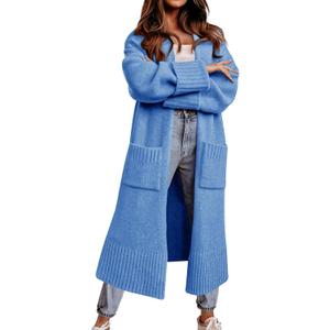 Danedvi Cardigan Sweaters for Women Fall Open Front Knit Cardigans Duster Coat (Small, Blue)
