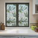 QUCHENG Watercolor Leaves Static Window Film Laser Suncatcher Glass Cling Privacy Decal Living Room Sun Blocking Decor Large Stickers DIY Decorations (16.93*39.37 inch)