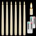 Flameless Taper Candles with 3D Wick, 11.4" Real Wax LED Candles with Remote and Timer, 6 Pack Flickering Candlesticks Battery Operated (Ivory) (6 Pack Ivory)