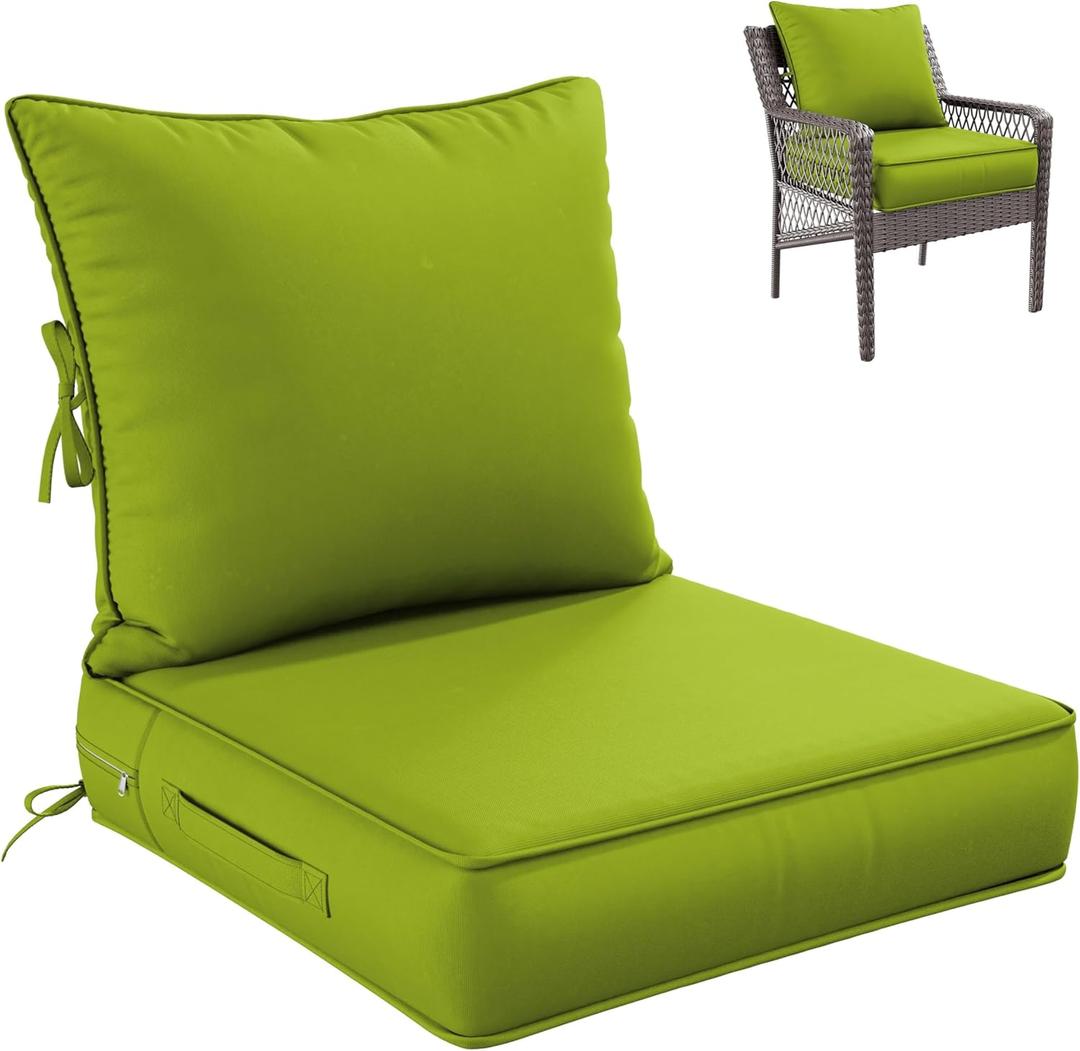 Premium Outdoor Seat Cushion Chair Cushions for Patio Furniture 24 L X 24 W X 5 H Waterproof & Fade Resistant Deep Seat and Backrest Cushion Set with Removable Covers for Chair, Sofa