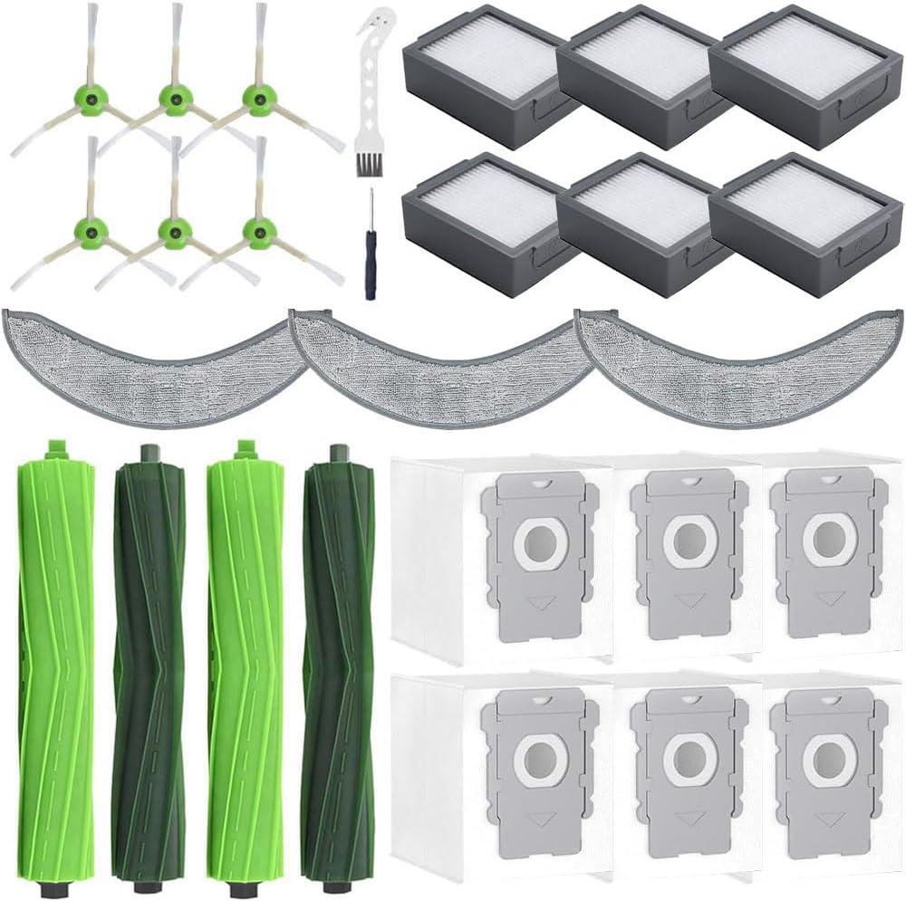 25 Pack Replacement Parts for iRobot Roomba Combo 10 Max,Combo j9+,Combo j7+/Plus Vacuum (Only Combo series), 2 Brushes+3 Mop Pads+6 Filters&Side Brushes&Bags