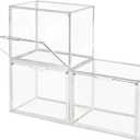 Clear Stackable Plastic Storage Bins with Magnetic Lid, Dustproof Book & Cosmetic Display Cases, Large Figures Collectibles Showcase, Shoe Box, Protection Organizer (Transparent, L, Pack of 3)