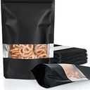 FireKylin  Smell Proof Bags, Resealable Bags with Matte Window, Foil Pouch Stand Up Sealable Bags for Packaging（Black，4" x 6"）